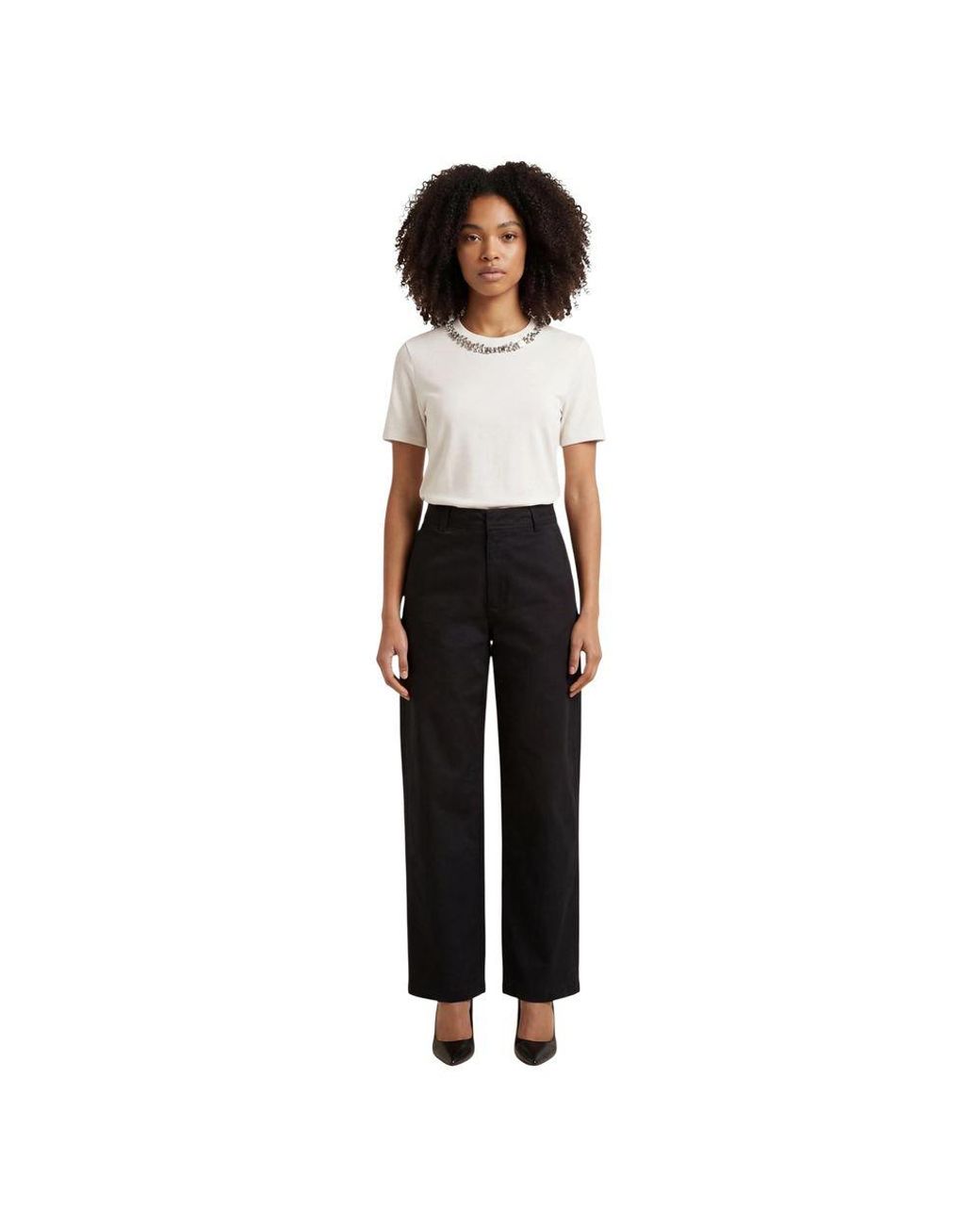 Jacqueline De Yong Black Cotton Casual Pants