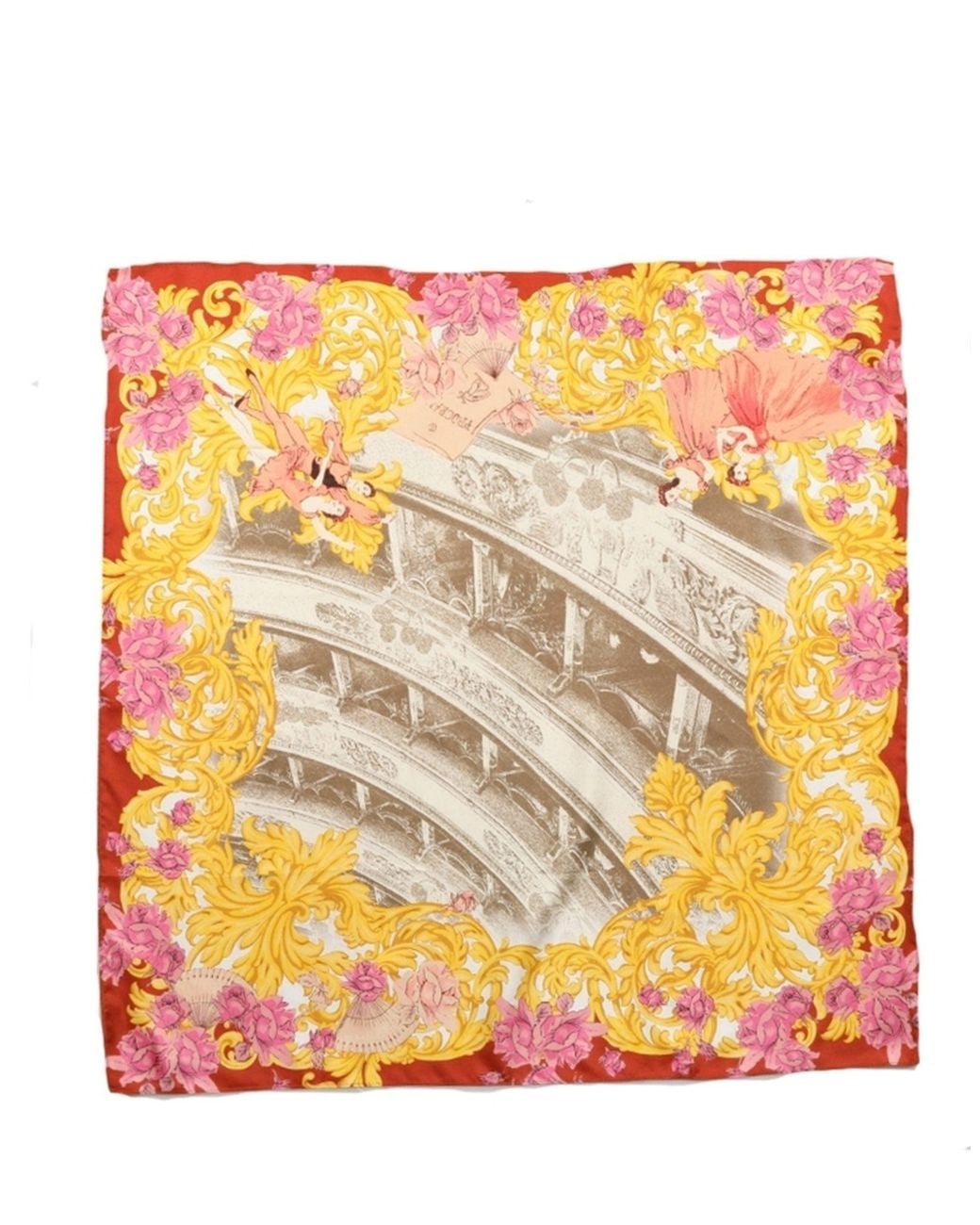 Dolce & Gabbana Orange Multicolor Silk Printed Square Foulard Scarf