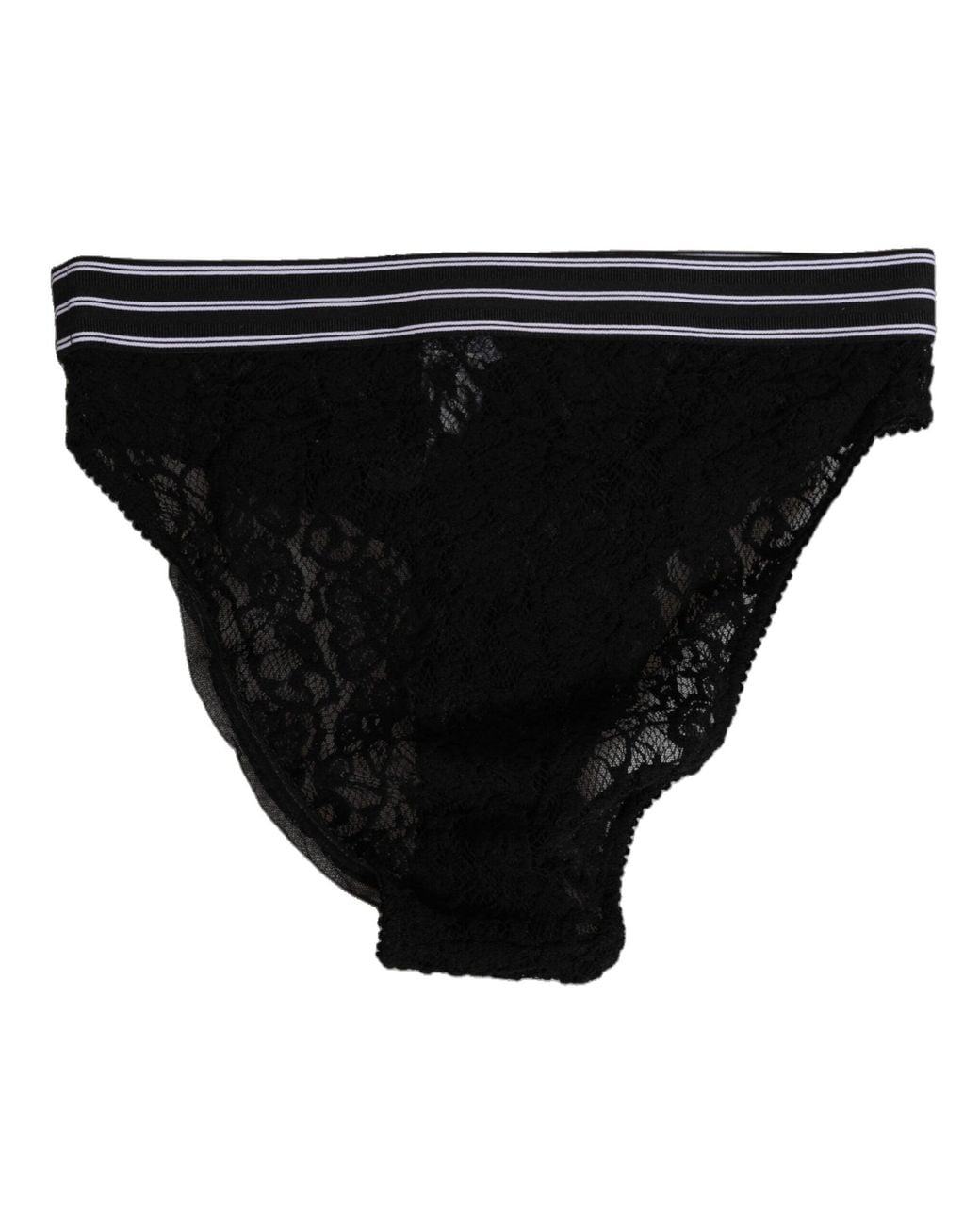 Dolce & Gabbana Black Lace Slip Brief Logo Waistband Underwear Nylon Clothing