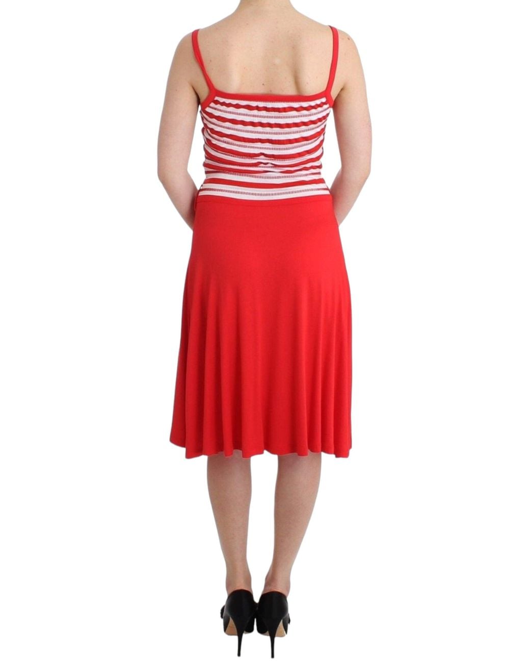 Rocco Barocco Red Striped Jersey A-line Dress