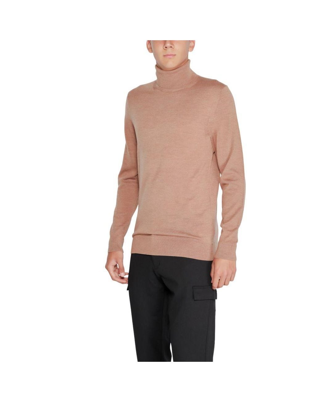 Calvin Klein Natural Beige Wool Turtleneck for men