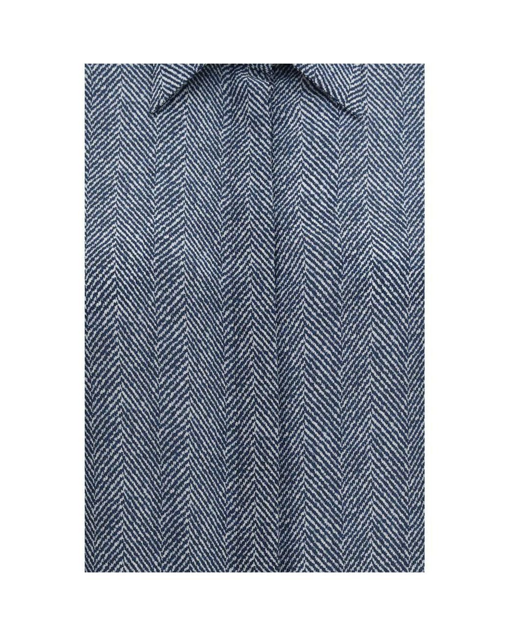 Sara Roka Blue Silk Pattern Shirt