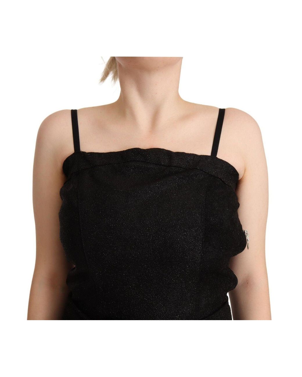 La Maison Du Couturier Black Spaghetti Strap Jumpsuit Dress