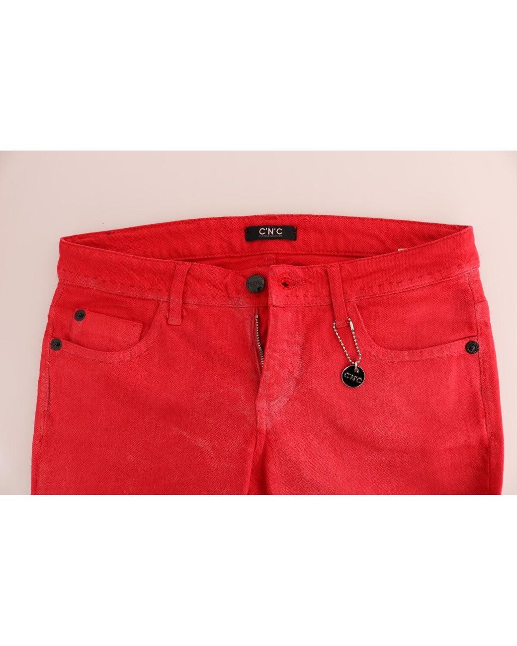 CoSTUME NATIONAL Red Radiant Super Slim Designer Jeans