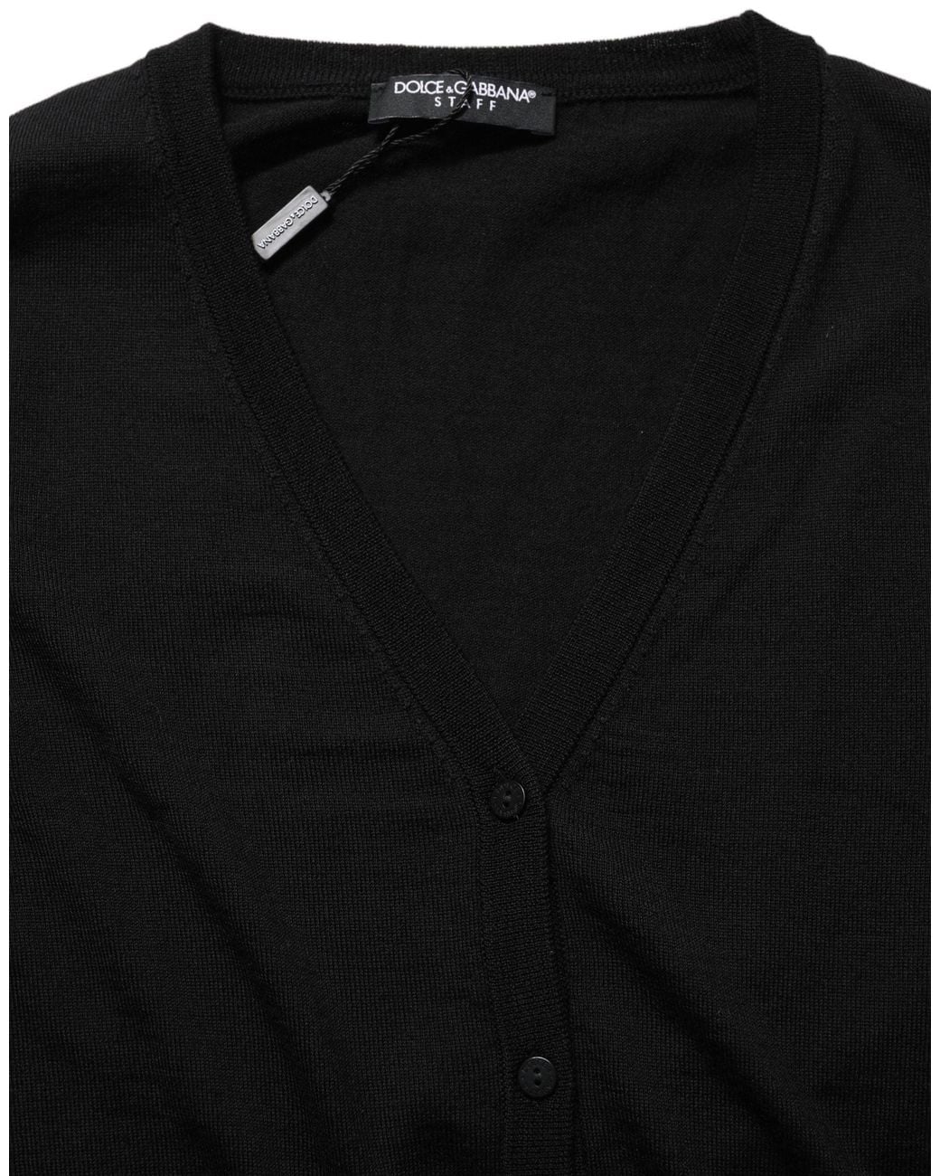 Dolce & Gabbana Black Wool Knit Button Cardigan Sweater