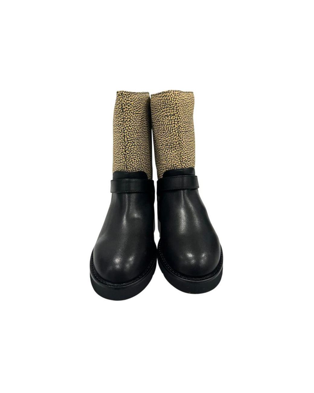 Borbonese Blue Beige Leather Boot