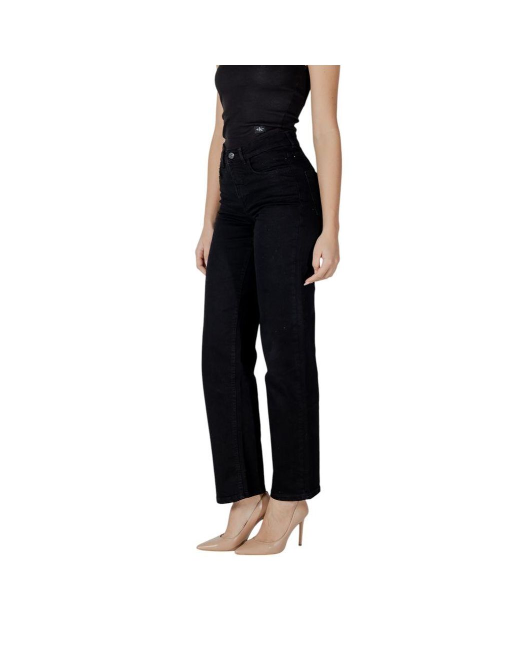 Ichi Black Cotton Relaxed Fit Jeans