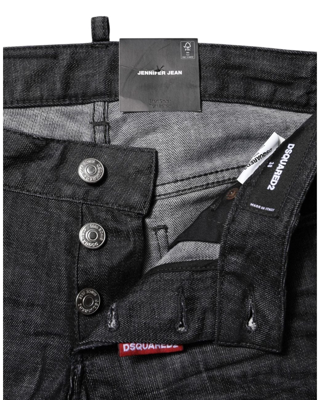 DSquared² Black Cotton Low Waist Skinny Denim Jeans for men