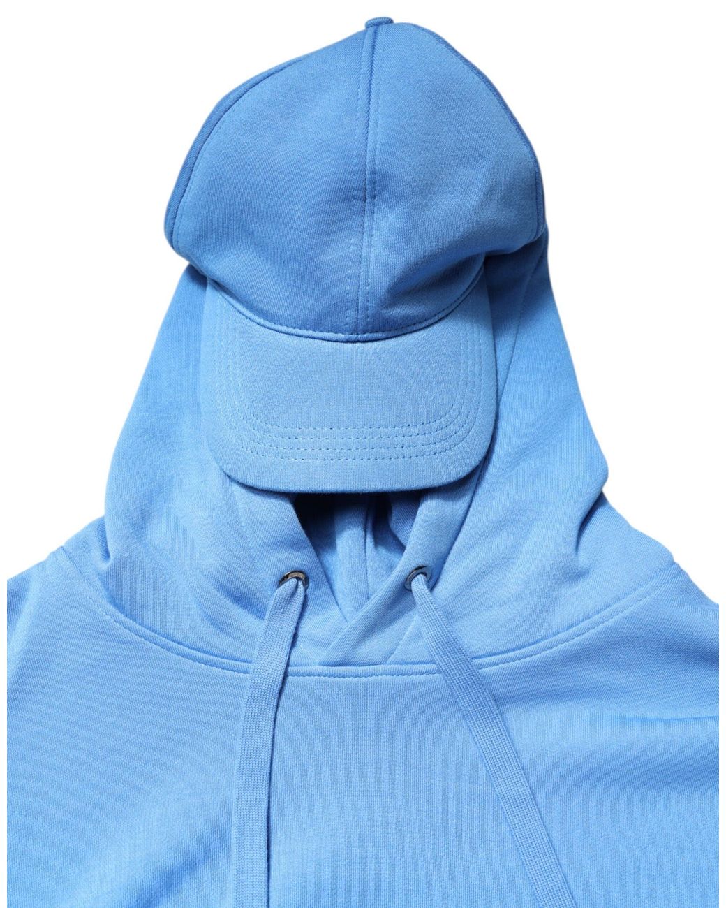 Dolce & Gabbana Blue Cotton Hooded Men Sportswear Vest Sweater for men