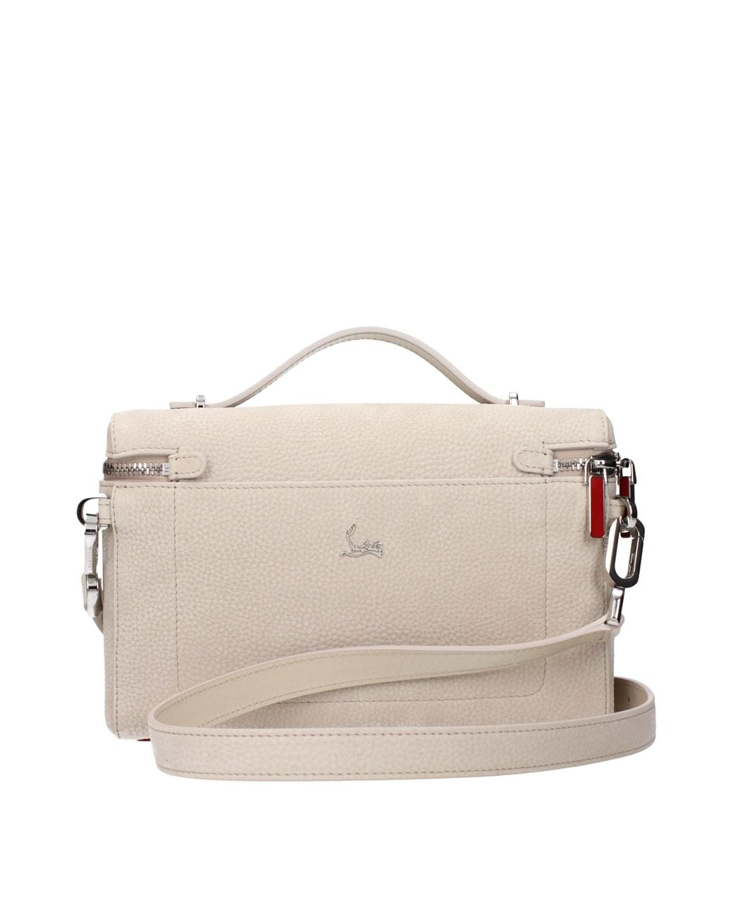 Christian Louboutin Natural Christian Louboutin Pebbled Leather Top Handle Bag