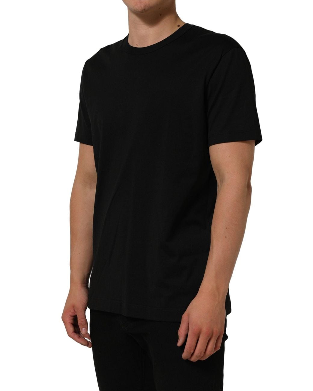 Dolce & Gabbana Black Cotton Crew Neck Short Sleeve T for men