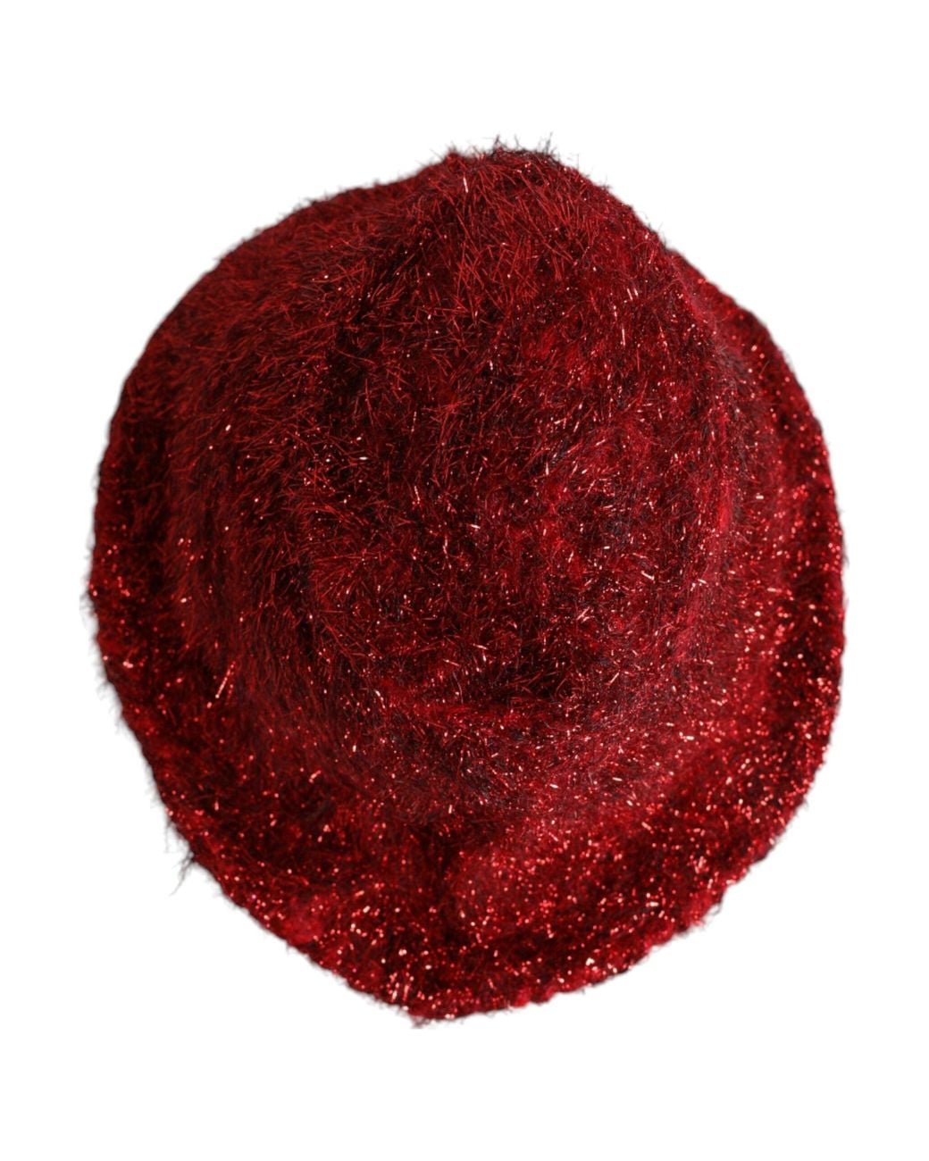 Dolce & Gabbana Red Viscose Tinsel Wide Brim Bucket Hat