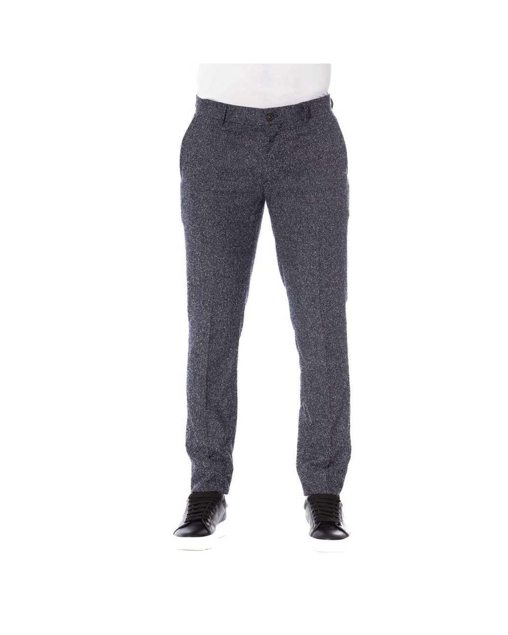 Trussardi Blue Black Cotton Men Pant for men