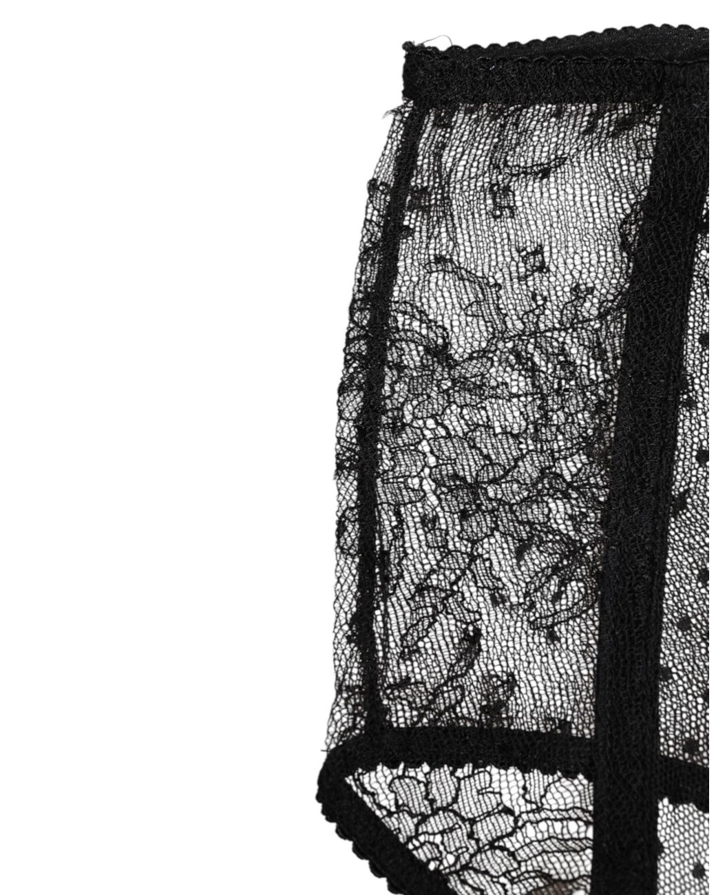 Dolce & Gabbana Gray Sheer Polka Dot Lace High Waist Underwear Polyamide Clothing
