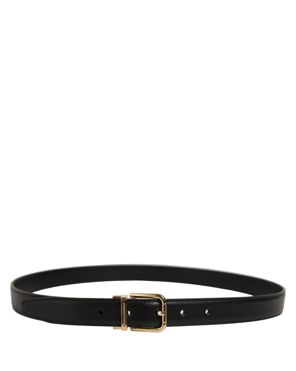 Dolce & Gabbana Black Classic Leather Gold Metal Logo Buckle Belt