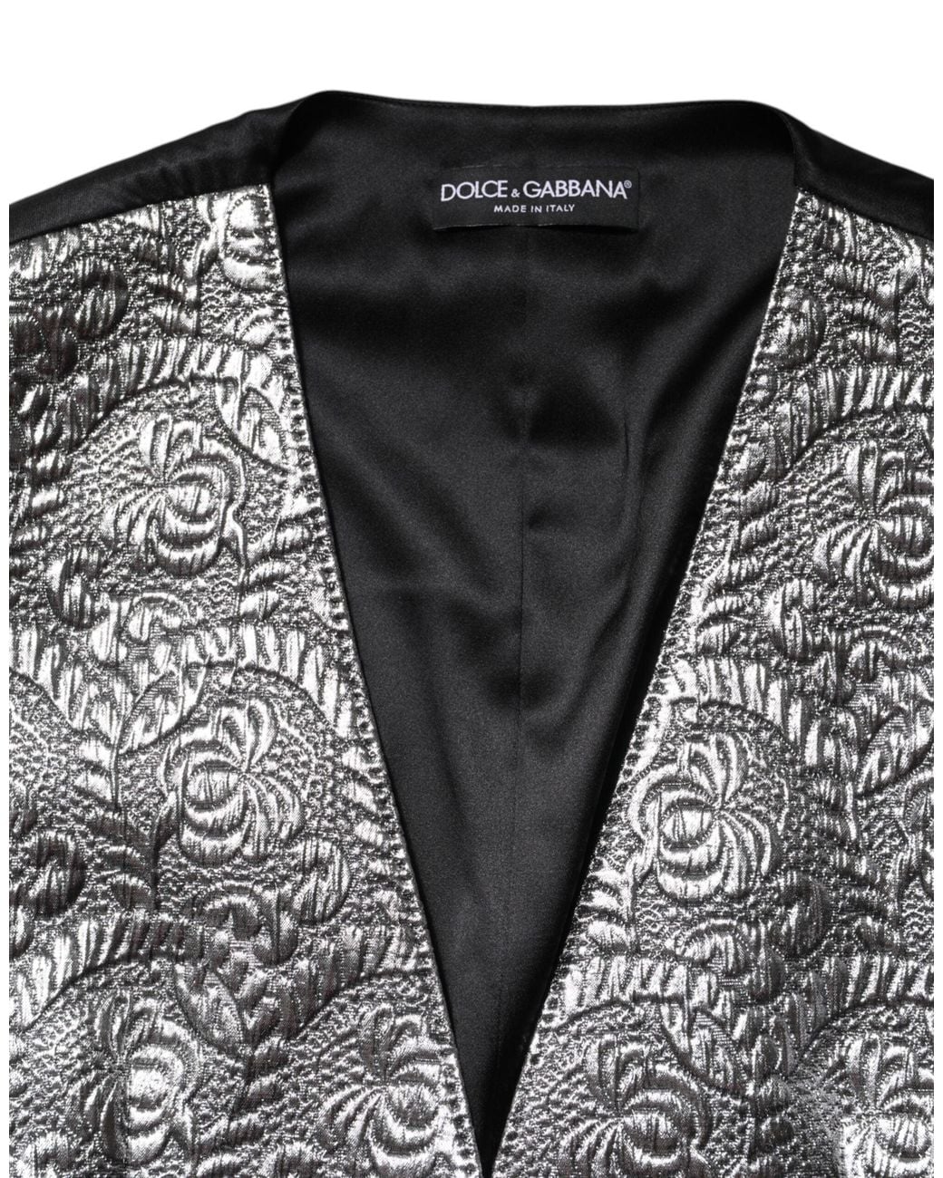 Dolce & Gabbana Black Silver Floral Jacquard Sleeveless Vest Top for men