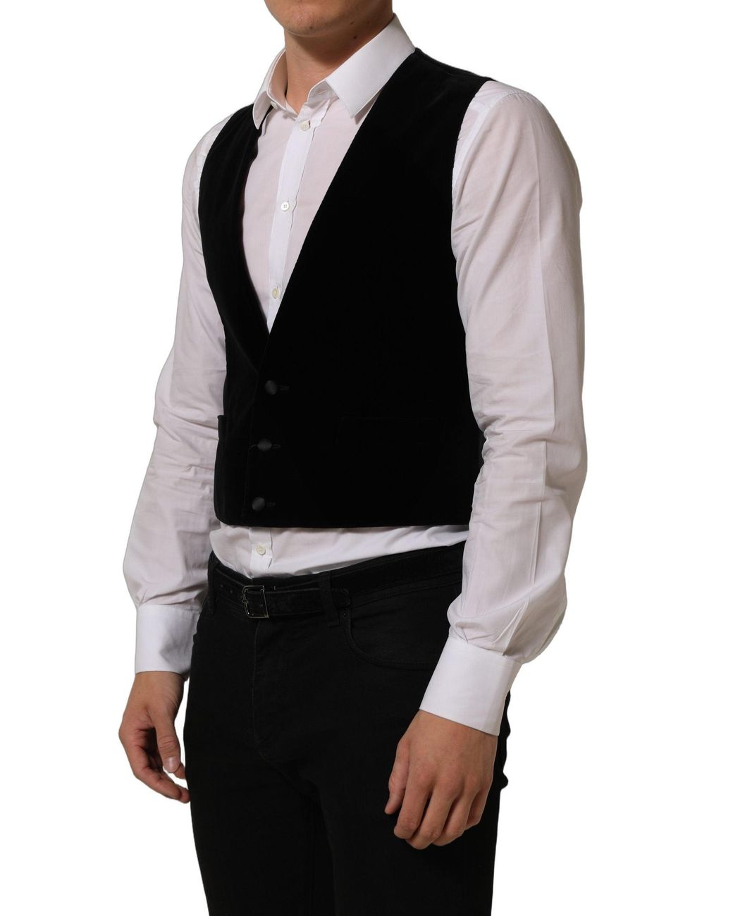 Dolce & Gabbana Black Wool Blend Waistcoat Formal Dress Vest for men