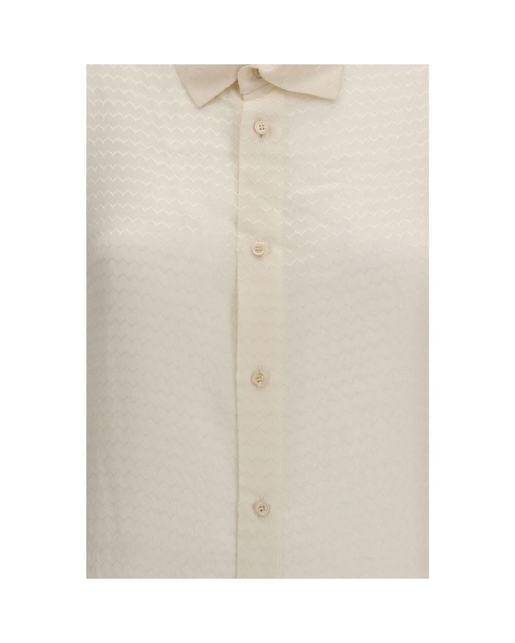 Fendi White Beige Silk Pattern Shirt