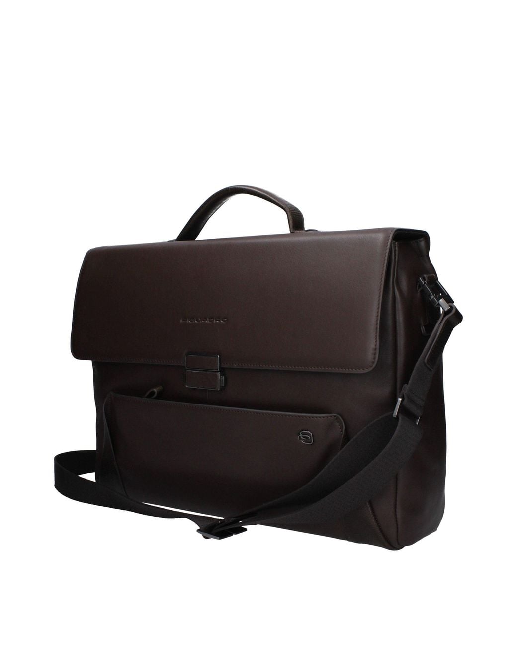 Piquadro Black Brown Leather Business And Laptop Bag for men