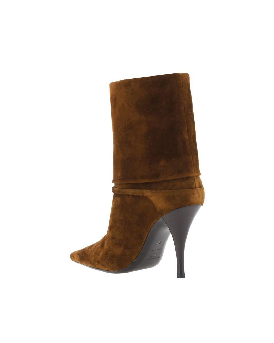 Saint Laurent Brown Calf Leather Bos Taurus High Heel Boots