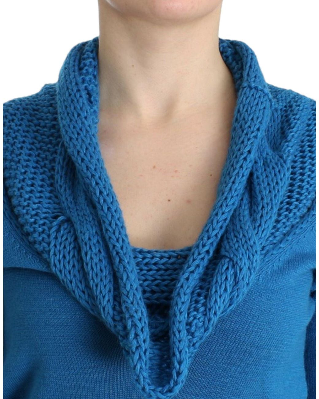 CoSTUME NATIONAL Blue Knitted Scoopneck Sweater