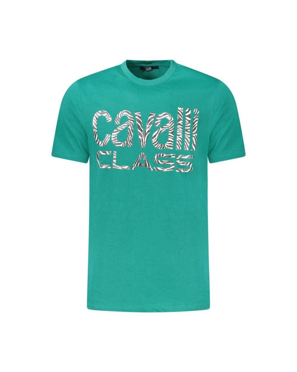 Roberto Cavalli Green Zebra Print Tee for men