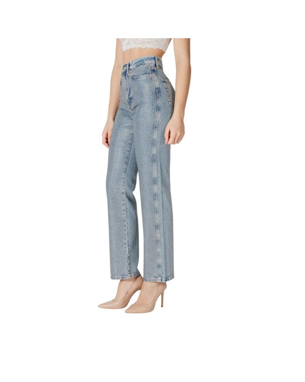 ONLY Blue Cotton Mom Jeans