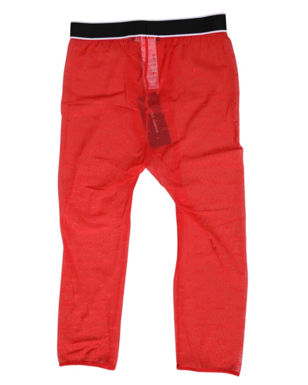 Dolce & Gabbana Red Logo Lace Tight Midi Trousers Underwear Nylon Elastane