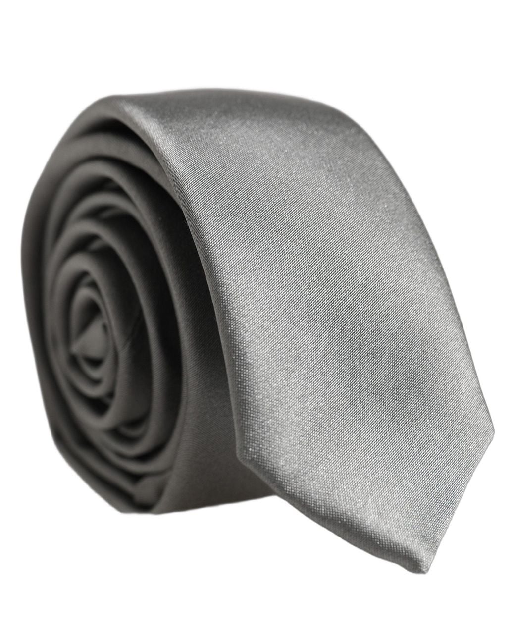 Dolce & Gabbana Gray Satin Silk Adjustable Tied Necktie Tie for men