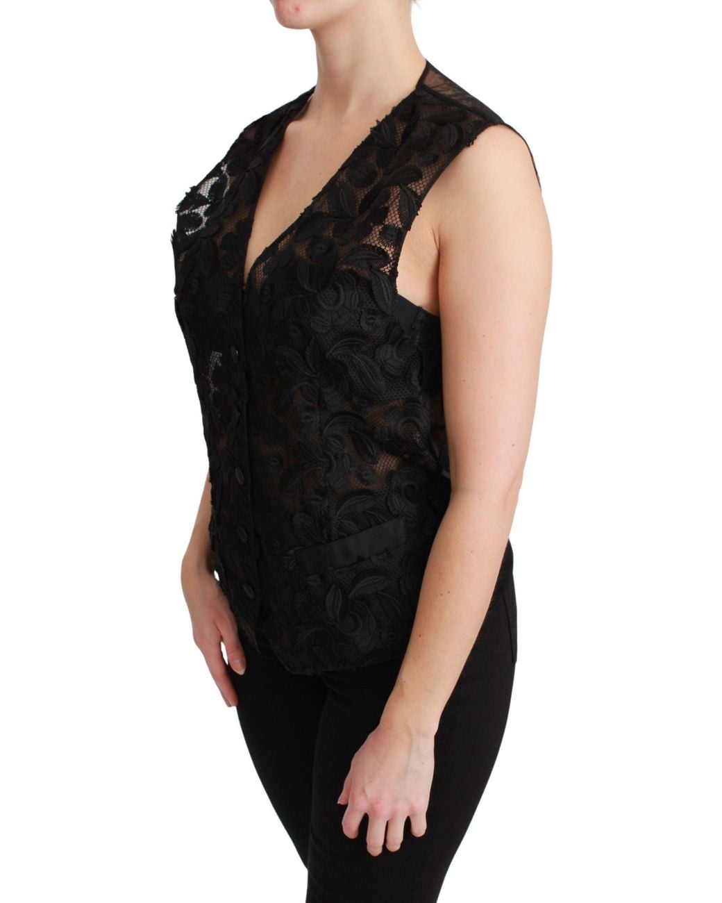 Dolce & Gabbana Black Floral Brocade Top Gilet Waistcoat