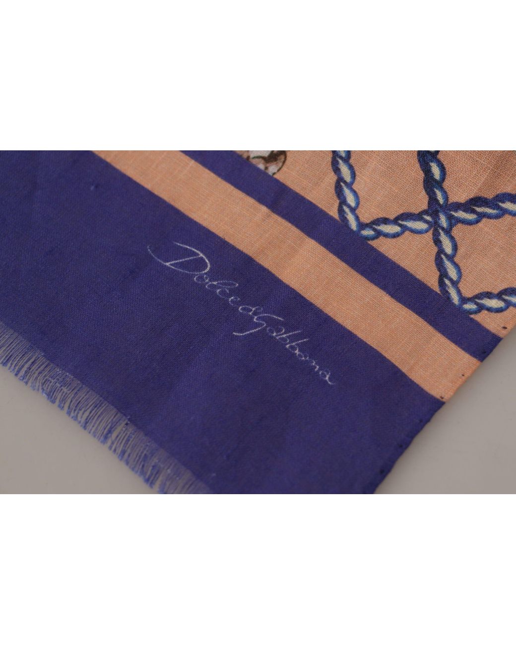 Dolce & Gabbana Black Linen Seashell Pattern Wrap Shawl Scarf for men