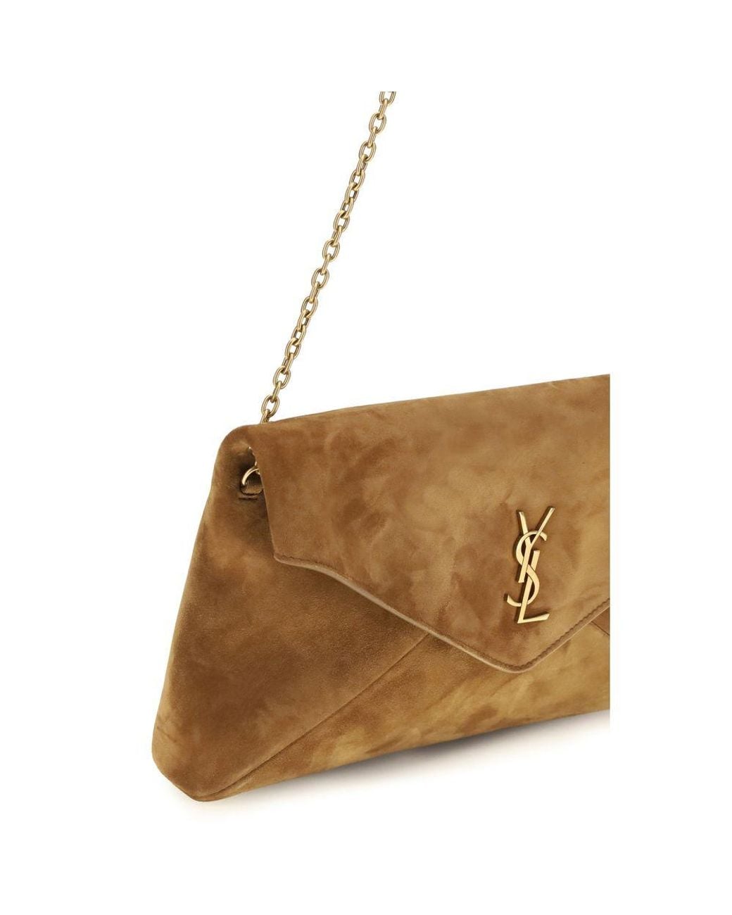 Saint Laurent Brown Beige Suede Leather Shoulder Bag