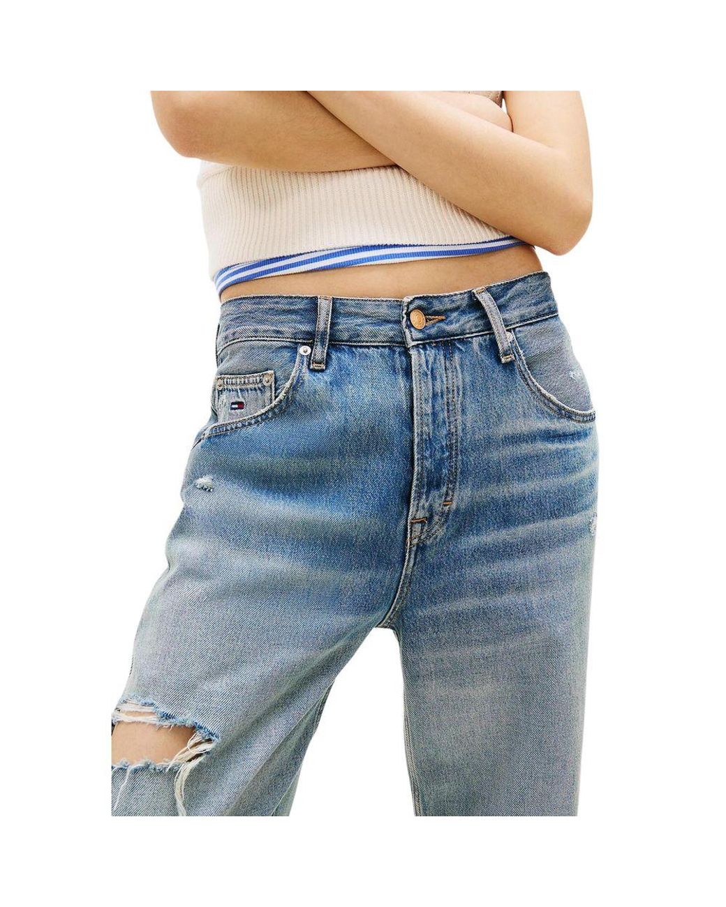 Tommy Hilfiger Blue Recycled Cotton Boyfriend Jeans