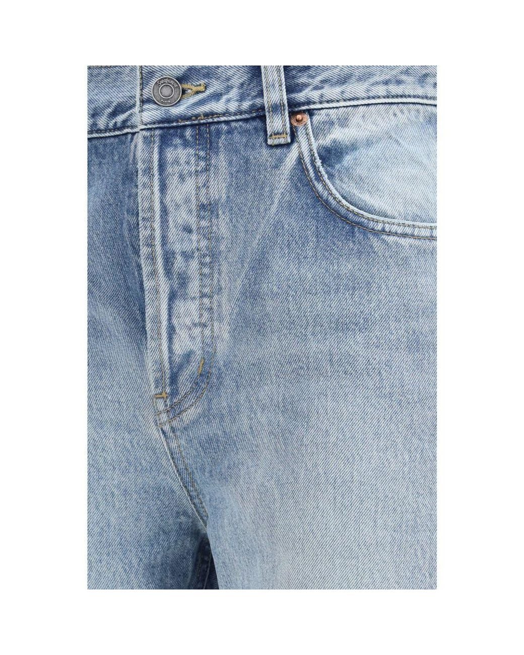 Saint Laurent Blue Cotton Cropped Jeans