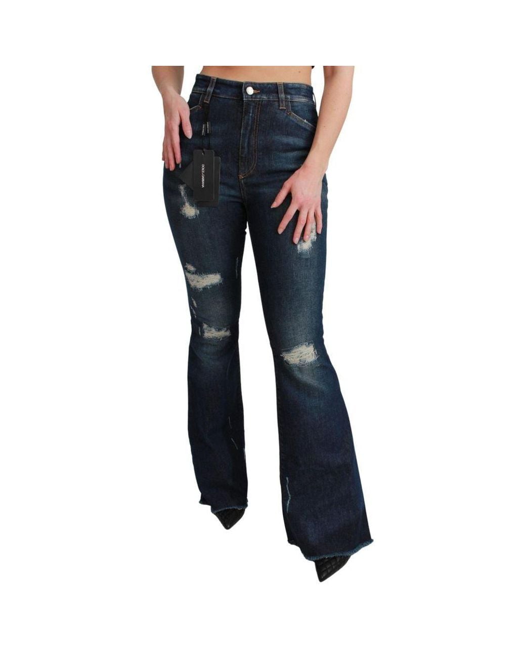 Dolce & Gabbana Blue Cotton Flared Jeans