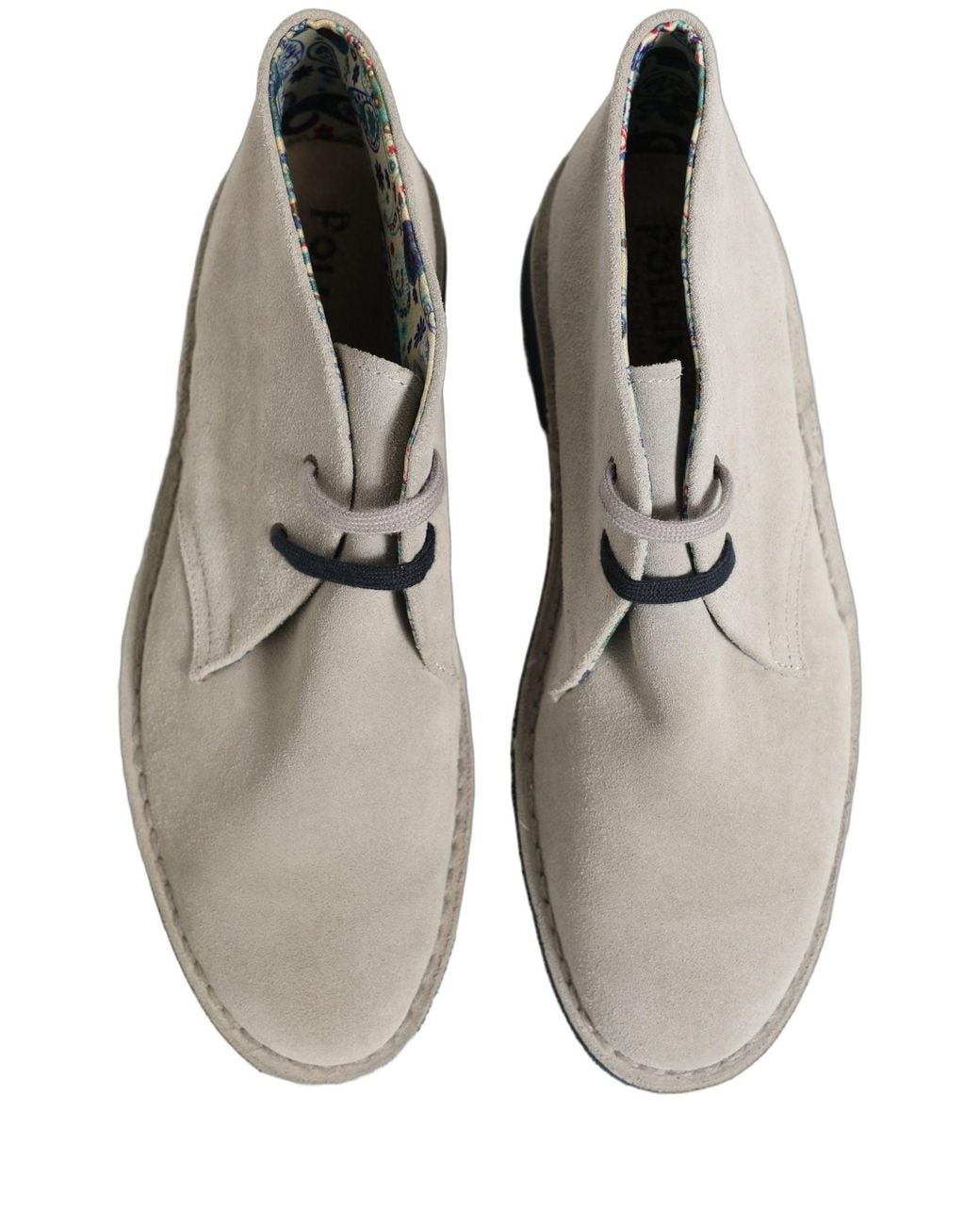 Pollini White Gray Suede Chukka Lace Up Men Ankle Boots Light for men