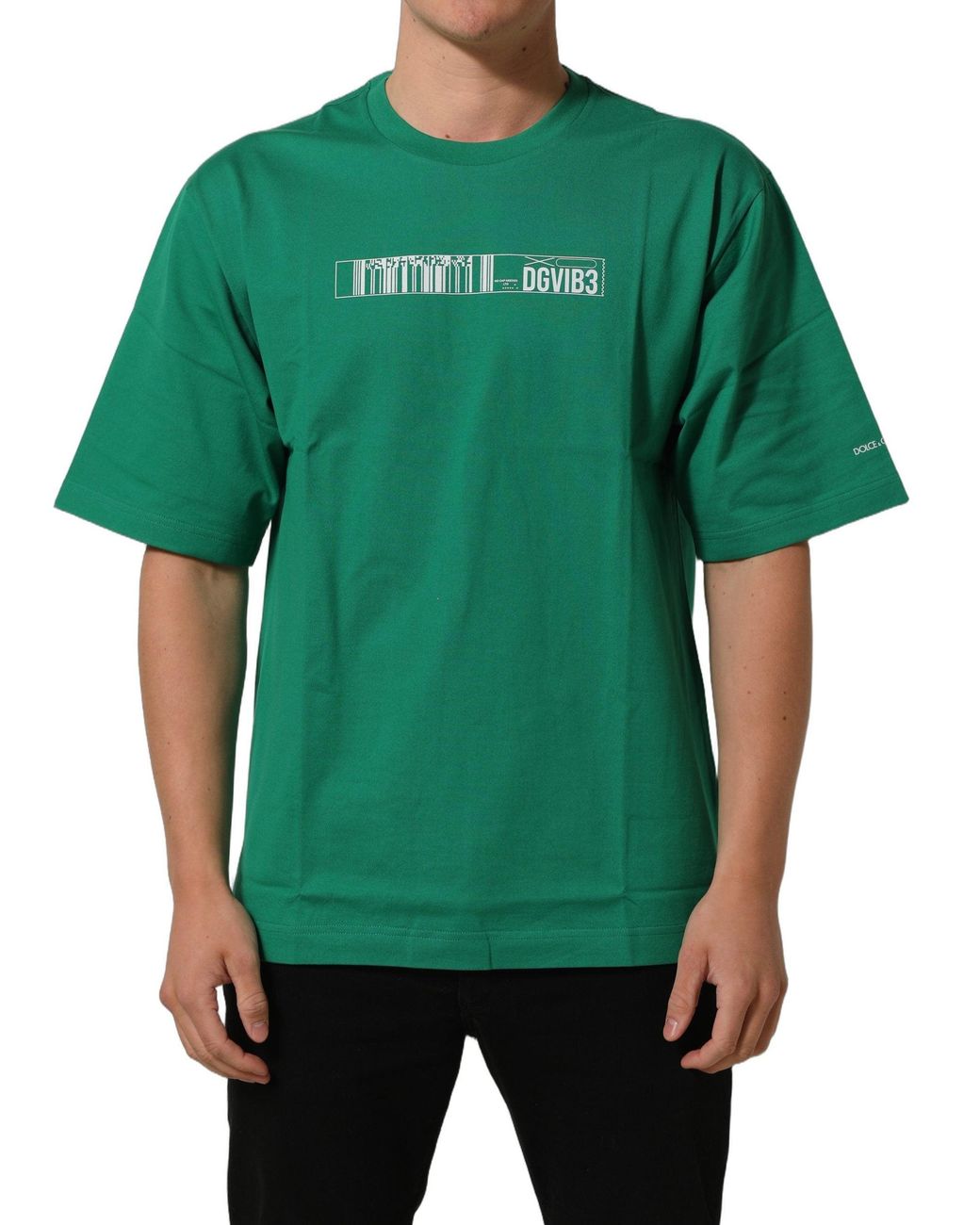 Dolce & Gabbana Green Cotton Dgvib3 Print Crew Neck T for men