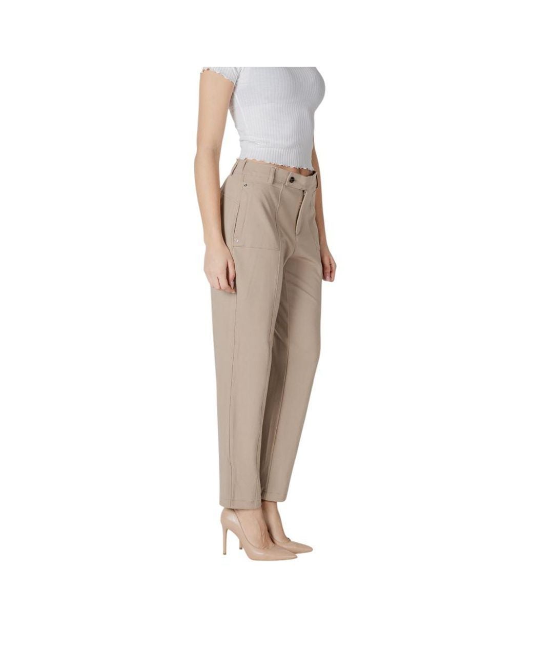 Street One Natural Beige Viscose Jeans & Pant