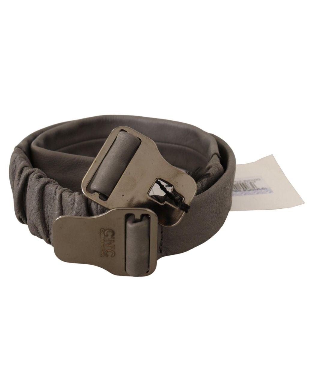 CoSTUME NATIONAL Black Leather Silver Buckle Waist Belt