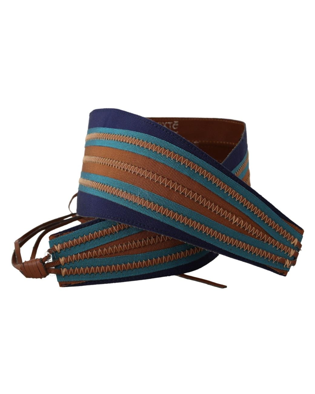 Exte Blue Exte Leather Wide Waistband Tie Fastening Belt