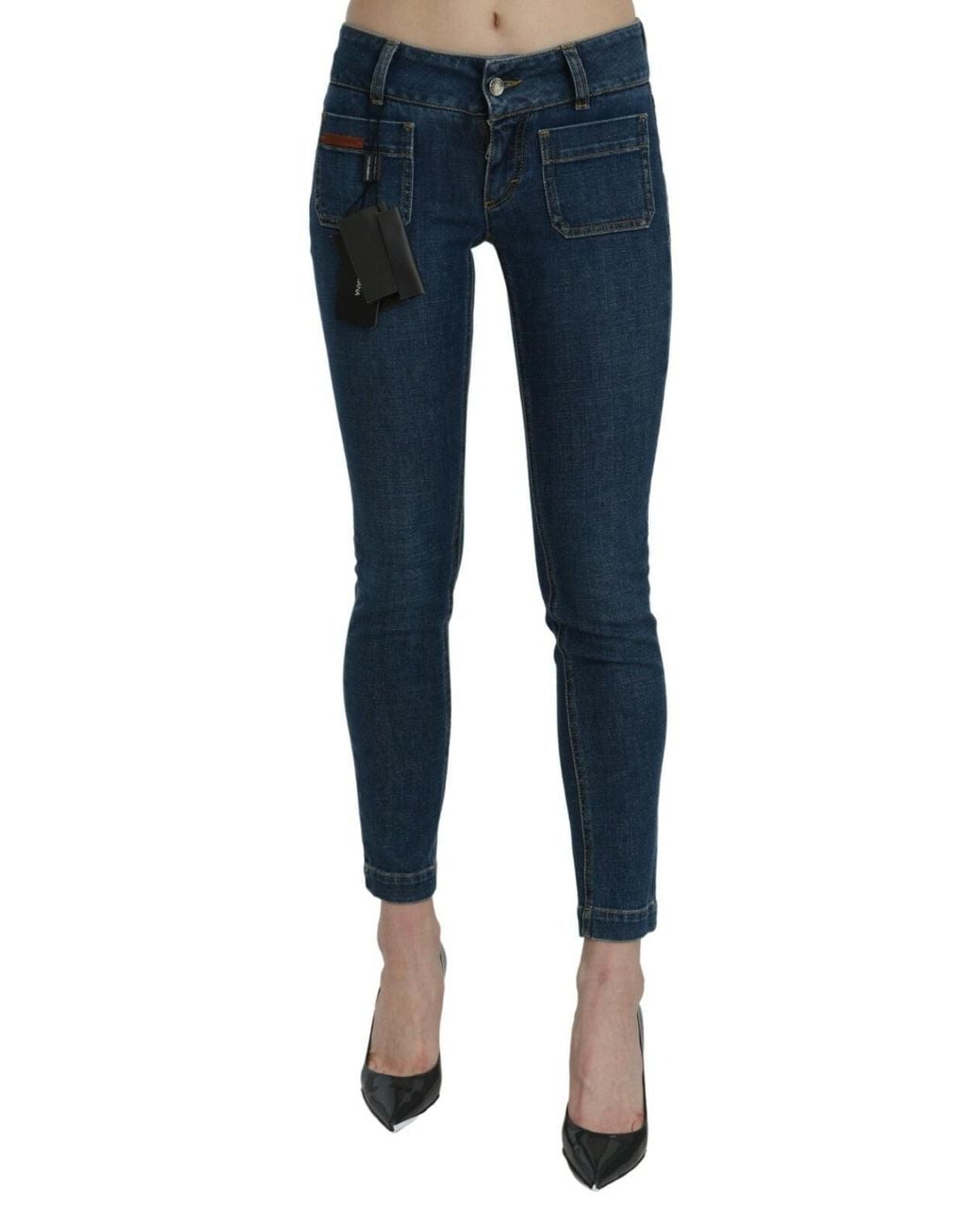 Dolce & Gabbana Blue Slim Fit Cropped Mid Waist Denim Jeans