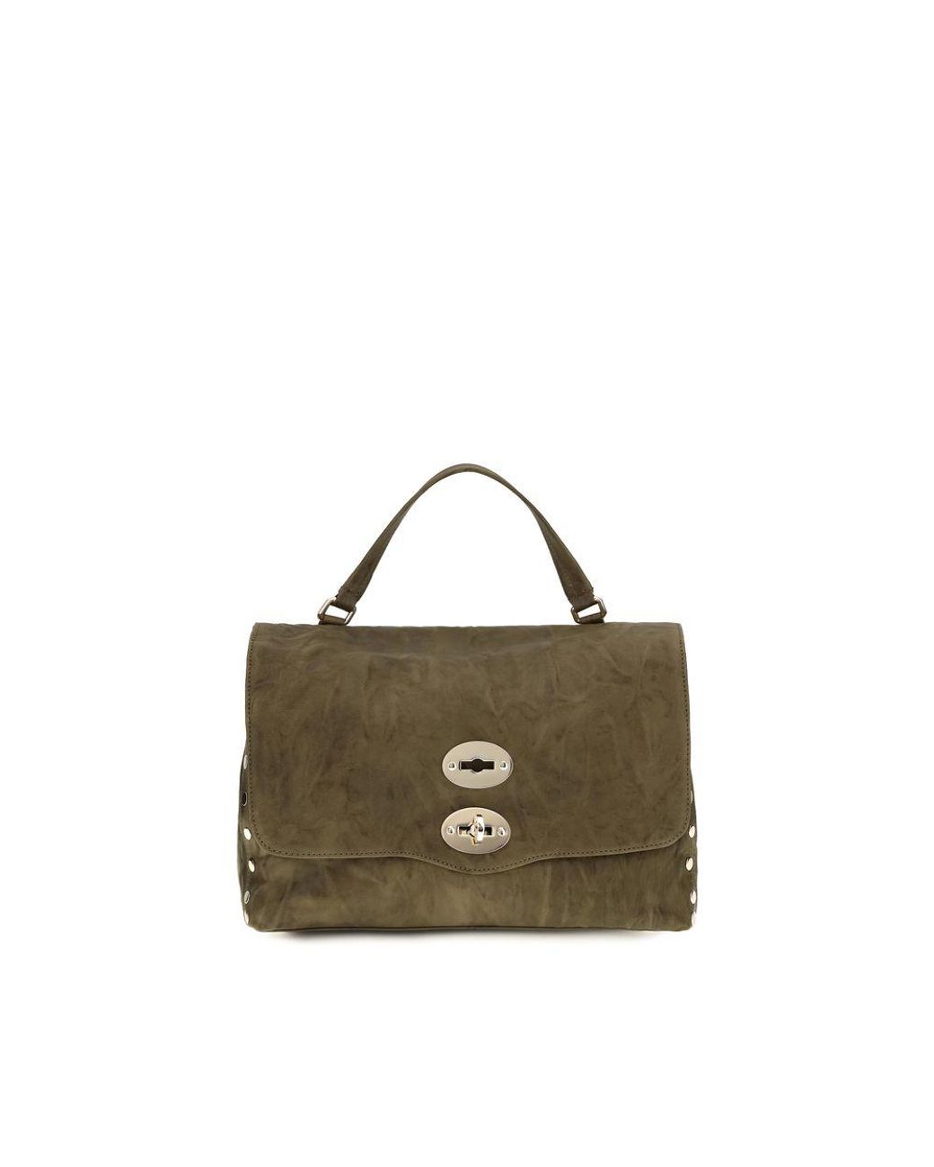 Zanellato Green Brown Suede Leather Handbag