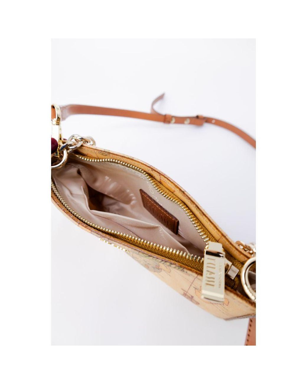 Alviero Martini 1A Classe Metallic Beige Cotton Handbag