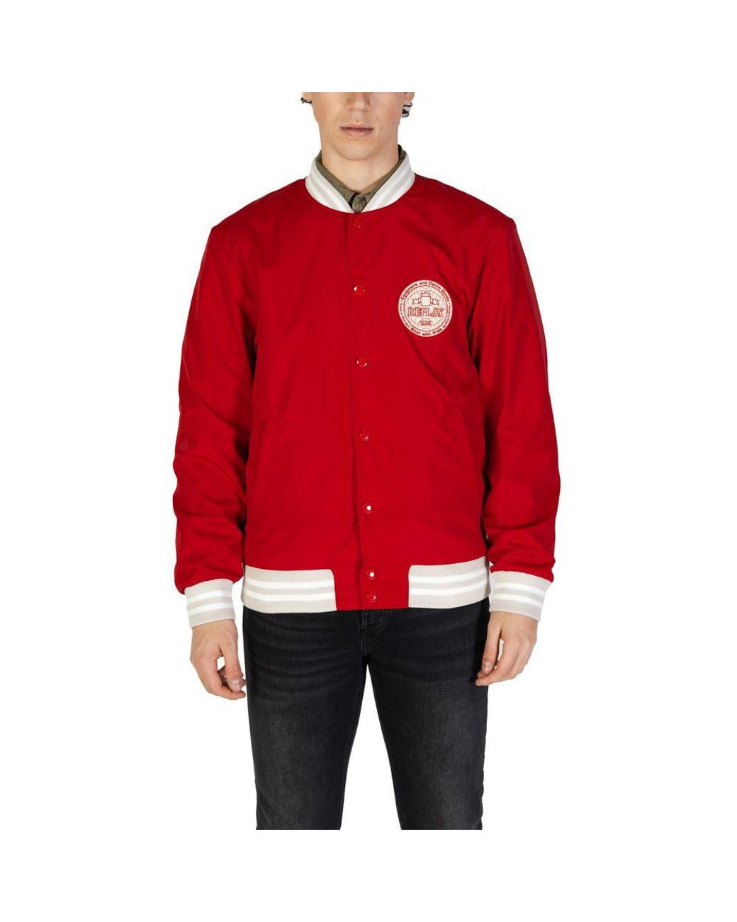 Replay Red Cotton Jacket for men