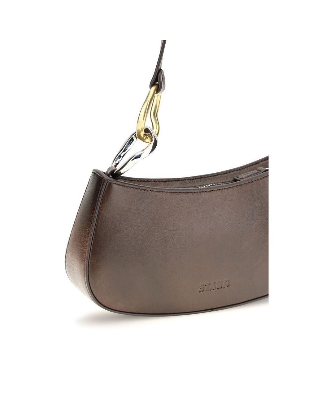 Staud Brown Calf Leather Bos Taurus Shoulder Bag
