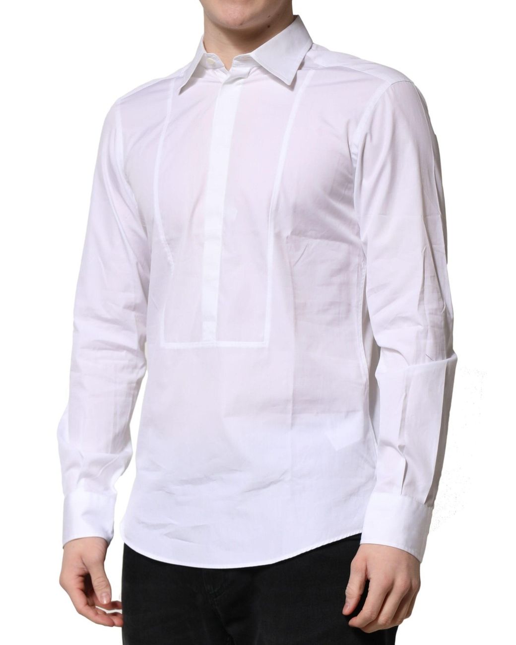 Dolce & Gabbana White Poplin Cotton Formal Dress Shirt for men