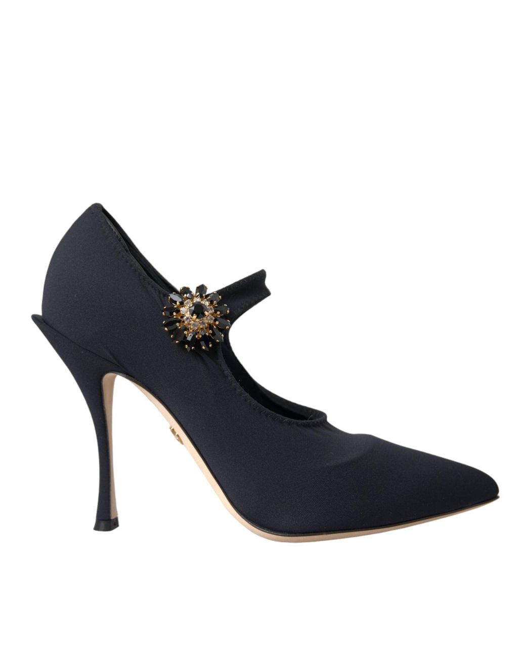 Dolce & Gabbana Blue Mary Jane Jersey Crystal Pumps Shoes