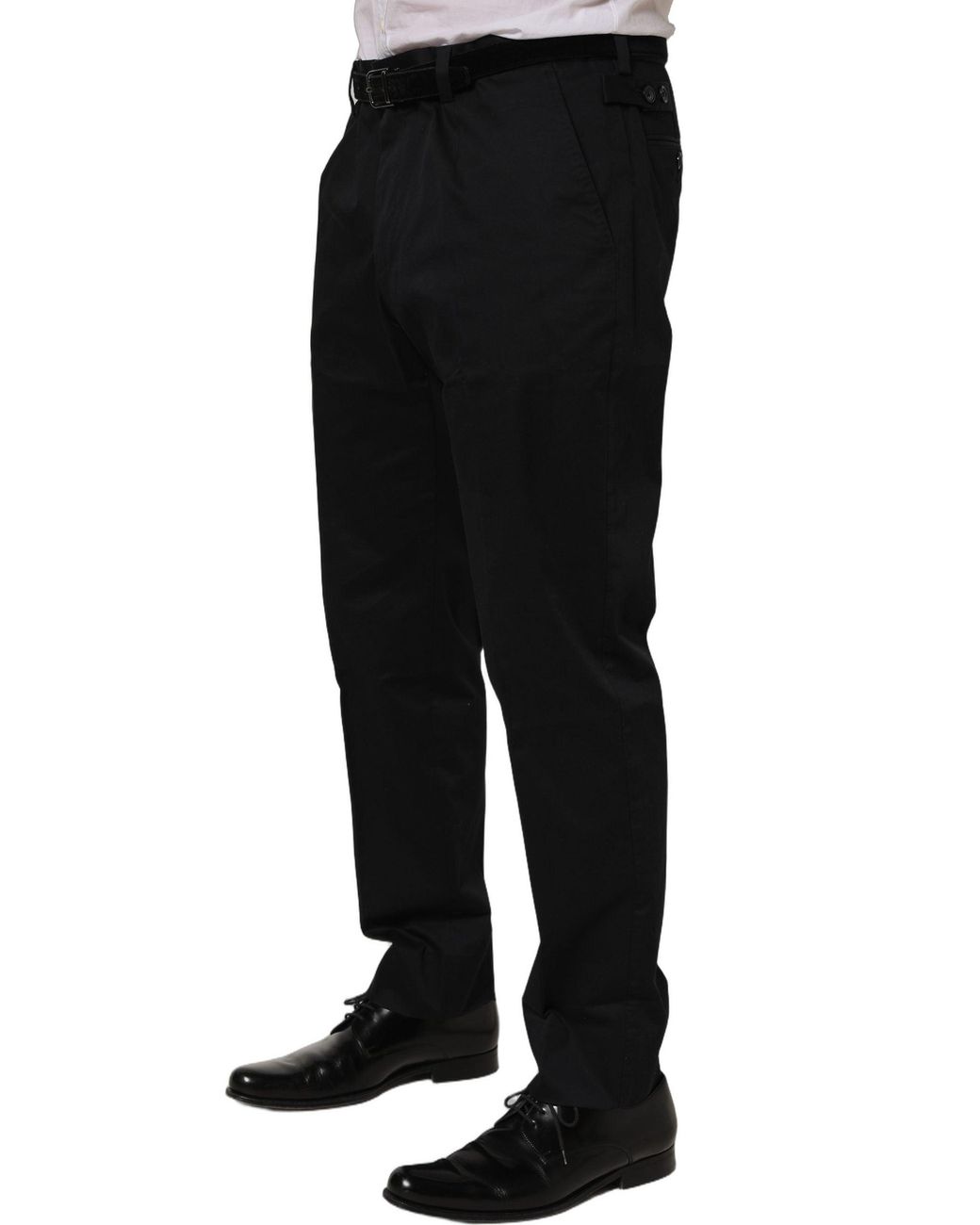 Dolce & Gabbana Black Cotton Tapered Leg Dress Trouser Pants for men