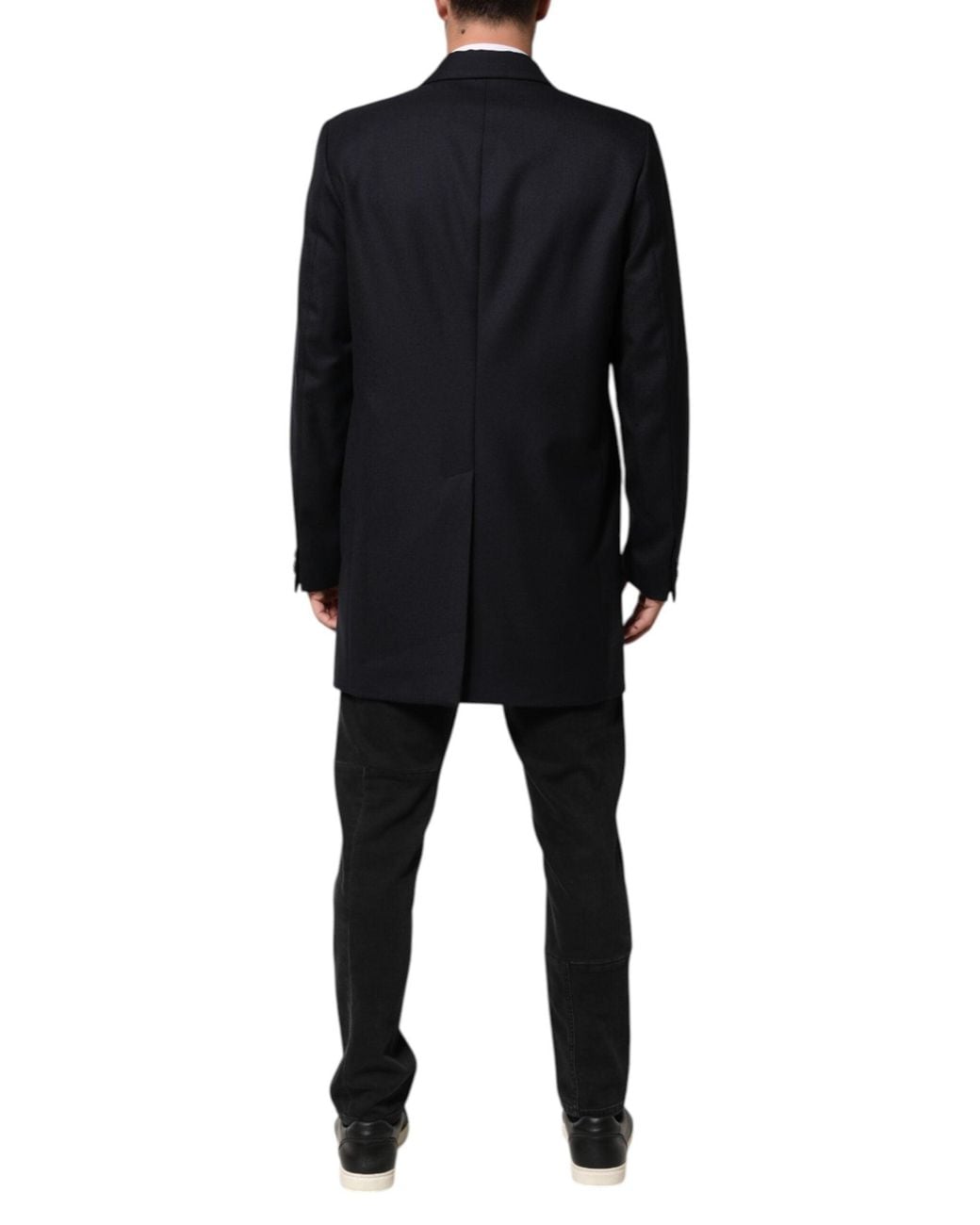 Dolce & Gabbana Black Dark Blue Wool Men Jacket Coat Blazer Suit for men