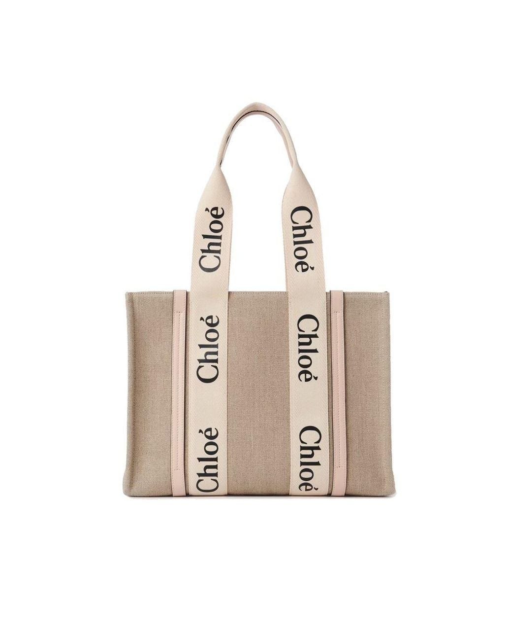 Chloé Natural Beige Linen Tote Bag